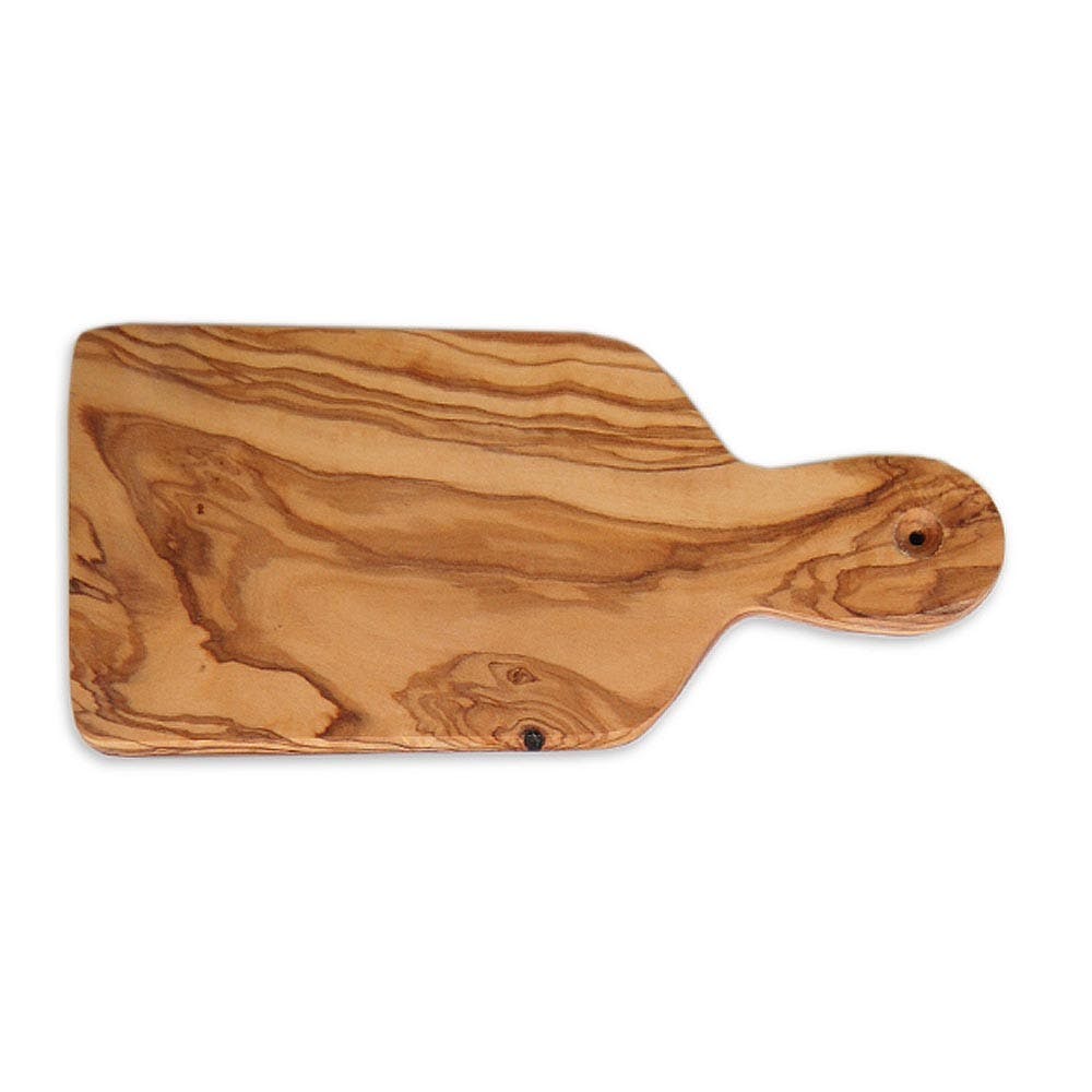 Frühstücksbrett mit Griff aus Olivenholz ( 27 x 15 cm)