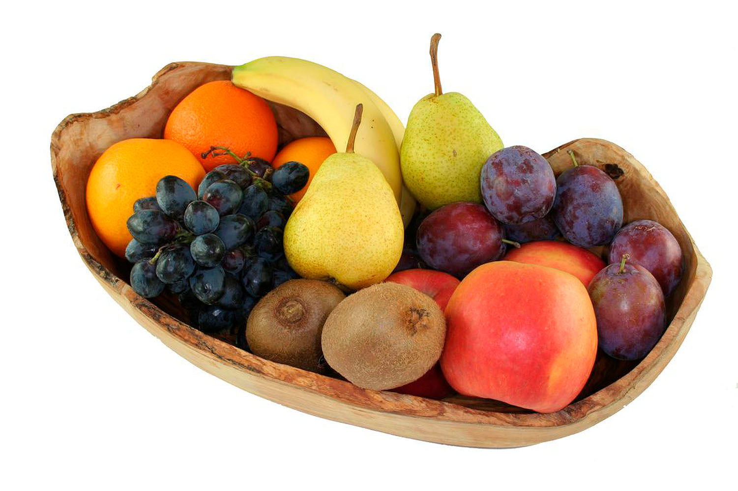 Obstschüssel - Obstschale mit rustikalem Rand (L35-39 cm) aus Olivenholz