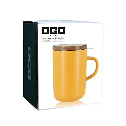 Kaffee-, Tee-, Schokoladentasse Juliet mit Teesieb aus Edelstahl - gelb