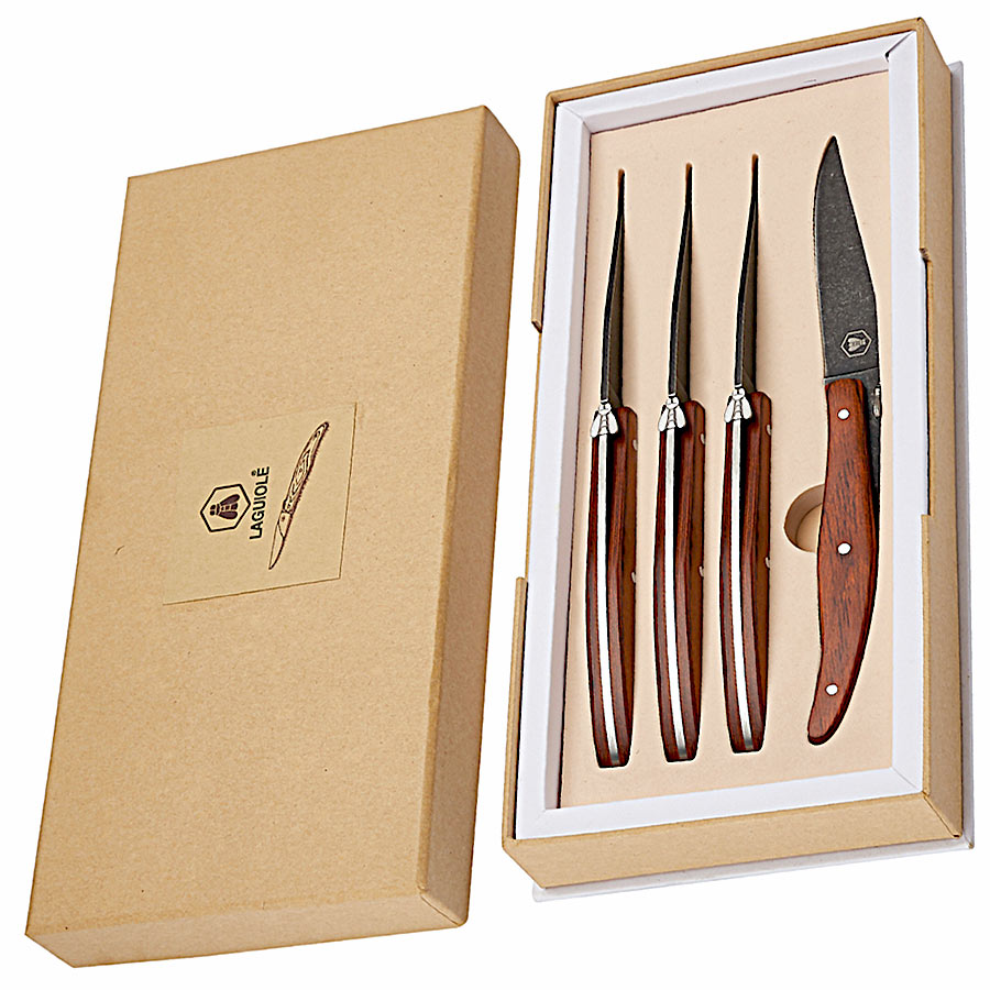 Laguiole 4er Steakmesser-Set "Stonewash"