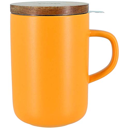 Kaffee-, Tee-, Schokoladentasse Juliet mit Teesieb aus Edelstahl - gelb