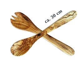 Salatbesteck mittel aus Olivenholz - 30cm
