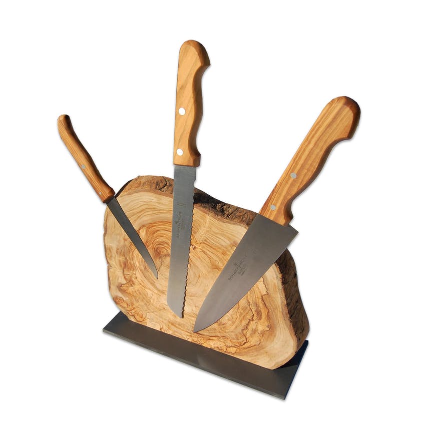 Messerblock RUSTIKAL aus Olivenholz