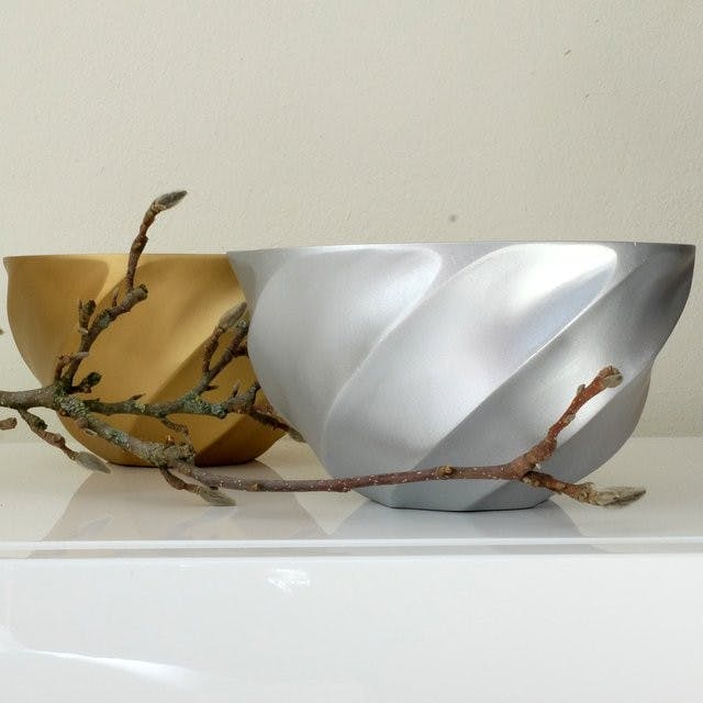 "Helix silber L" ökologisch nachhaltige und handgefertigte Holzschale - Obstschale - Salatschale von SueBeeker