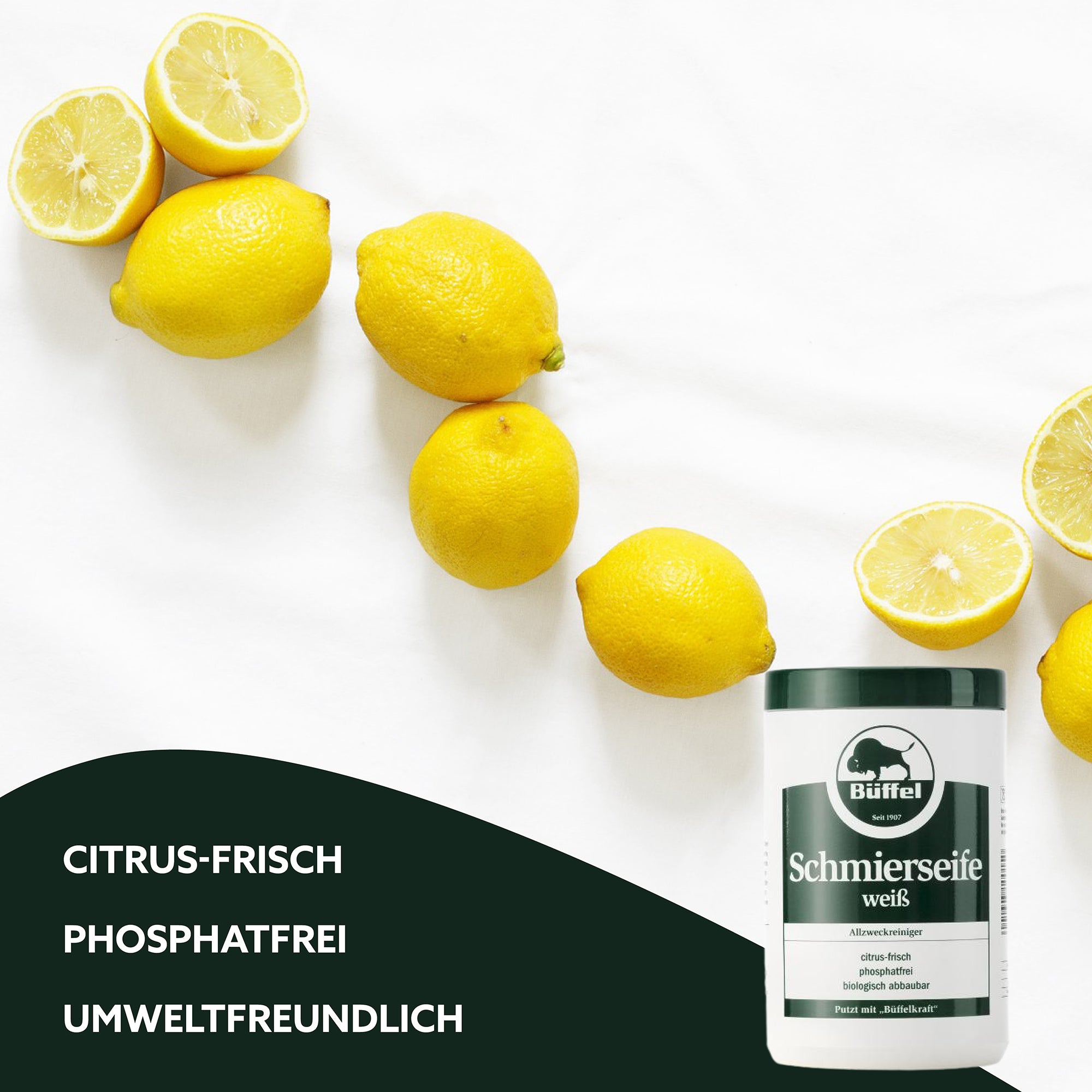 Büffel Schmierseife weiß 1000ml - Allzweckreiniger mit Citrusfrische