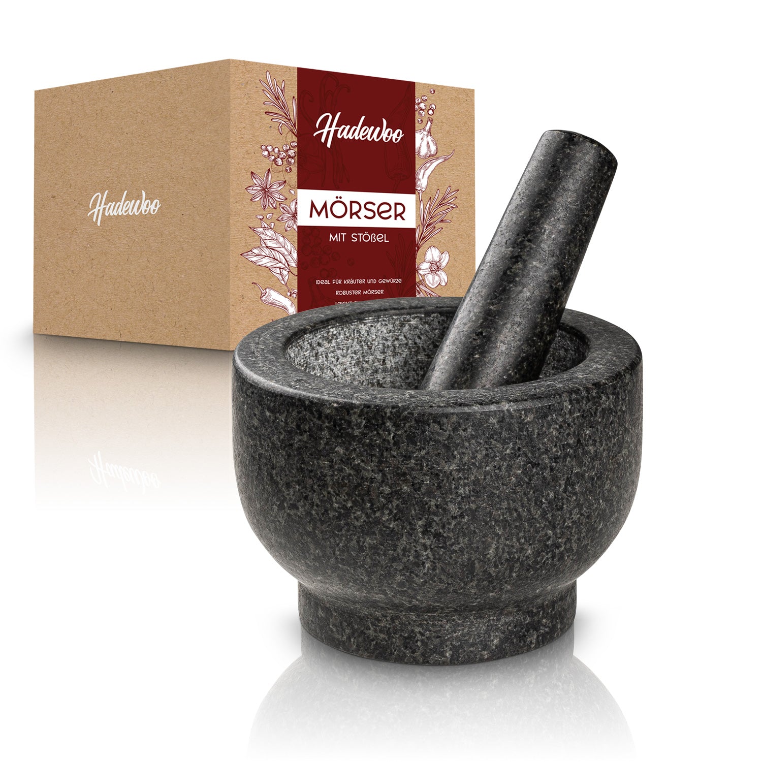 Mörser mit Stößel aus Granit – Ideal für Kräuter und Gewürze