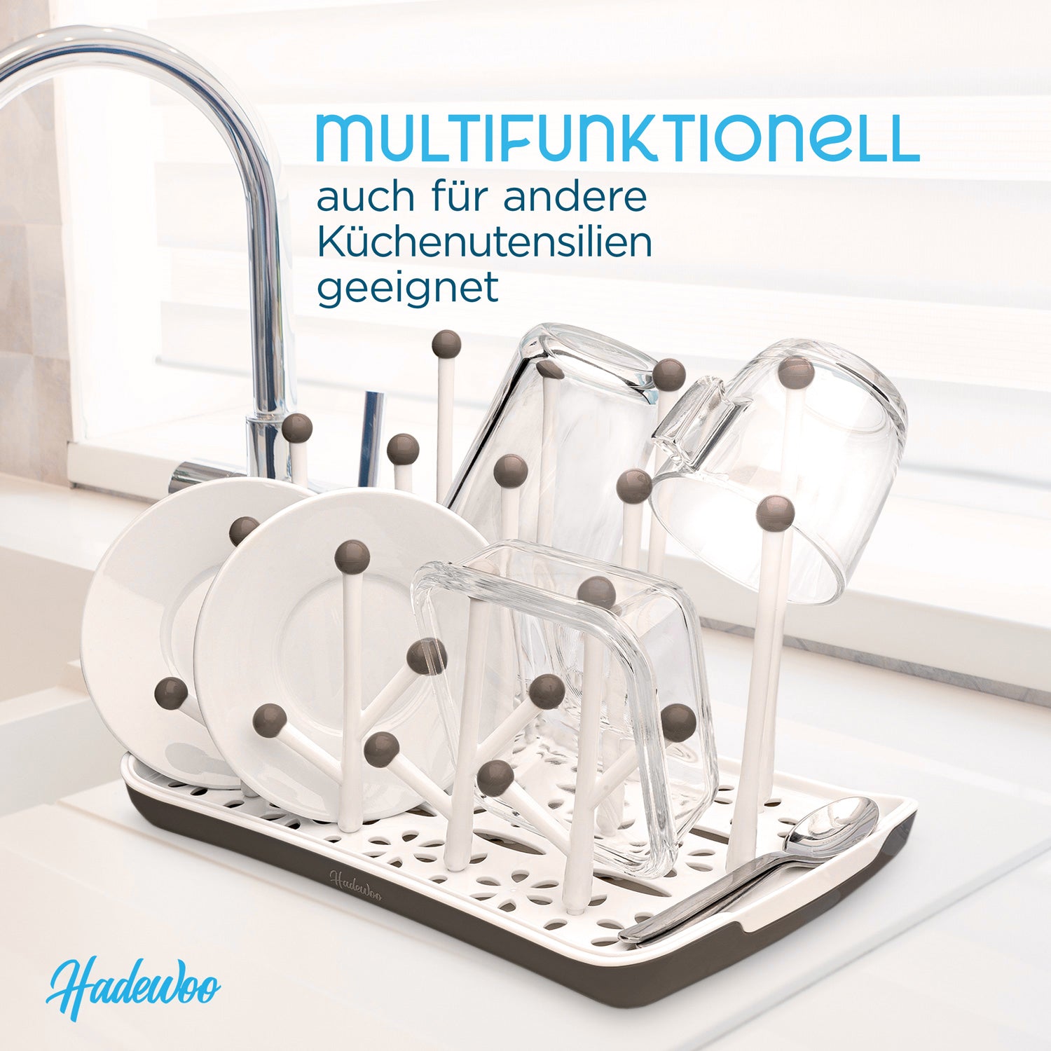 Trockenständer für Babyflaschen – Abtropfgestell Babyflaschen und Zubehör - grau