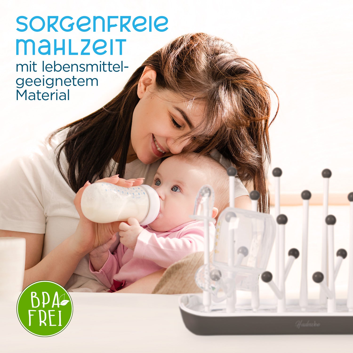 Trockenständer für Babyflaschen – Abtropfgestell Babyflaschen und Zubehör - grau