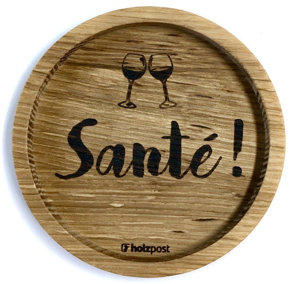 Untersetzer Motiv "Santé" aus geöltem Eichenholz von Holzpost