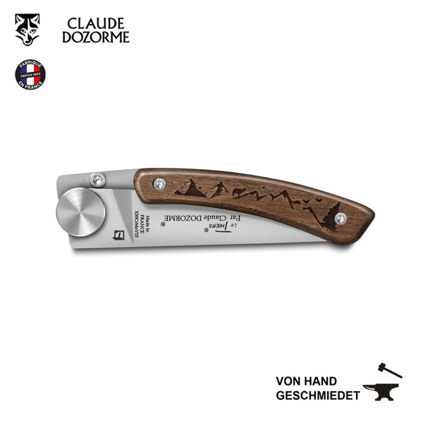 Claude Dorzorme - Taschenmesser mit Eichenholzgriff und Motiv Alpen - Liner Lock Thiers® Nature